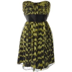 CALVIN KLEIN Strapless Print Silk Dress 10 NWT